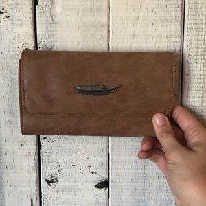 Brown Wallet with Feather
